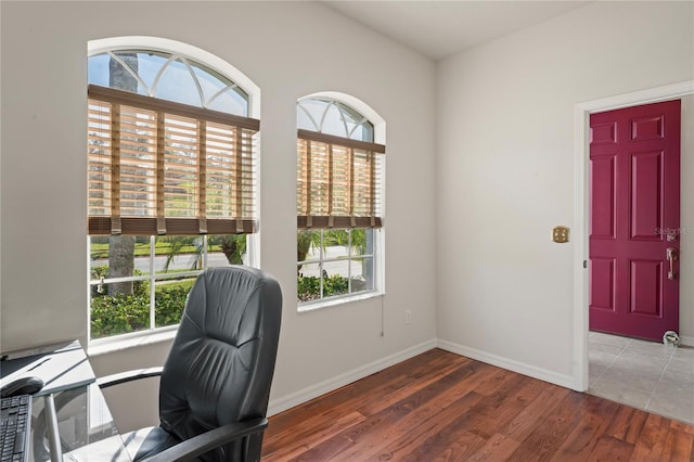 office featuring dark hardwood / wood-style floors