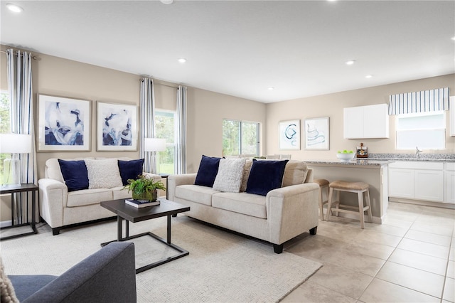 view of tiled living room