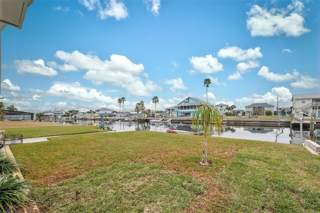 view of yard with a water view