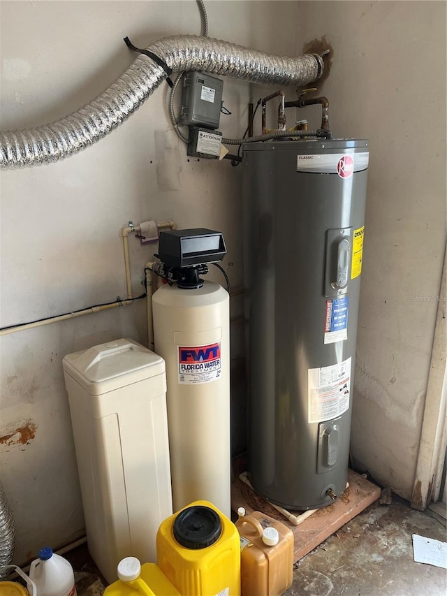 utility room with water heater