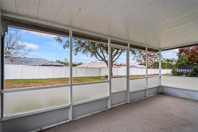 view of unfurnished sunroom