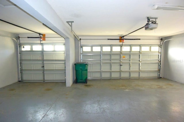 garage with a garage door opener