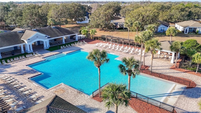 view of swimming pool with a patio