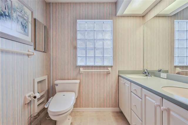 bathroom with toilet and vanity