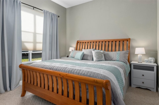 carpeted bedroom featuring multiple windows