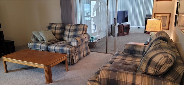 living room with carpet floors