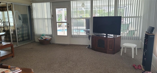 living room featuring carpet