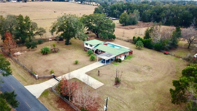 aerial view with a rural view