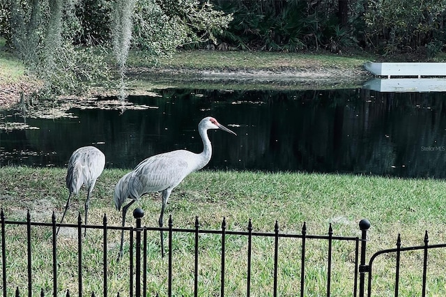 view of yard with a water view