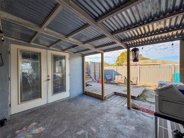 wooden deck featuring a patio