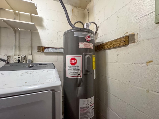 utility room with washer / dryer and electric water heater