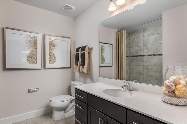 3744 Sky Mountain Aly, Apopka, FL 32712 - bathroom featuring toilet, vanity, tile patterned floors, and curtained shower