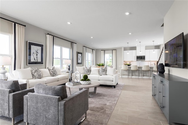 view of tiled living room