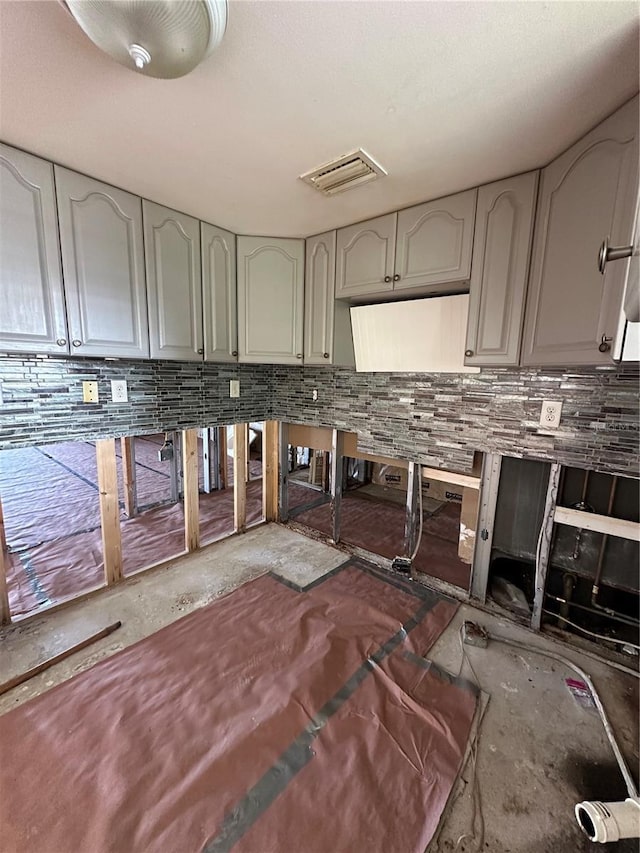 kitchen with gray cabinetry