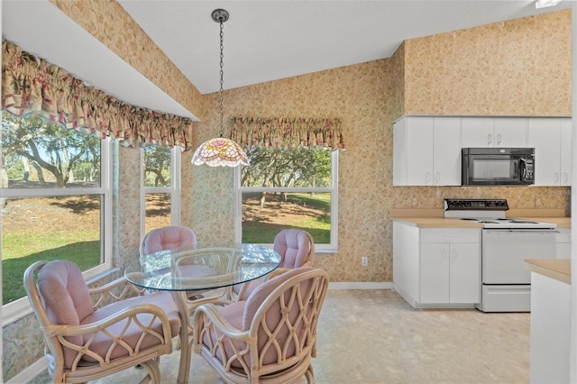 dining room featuring vaulted ceiling