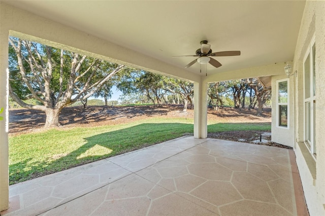 view of patio / terrace featuring ceiling fan