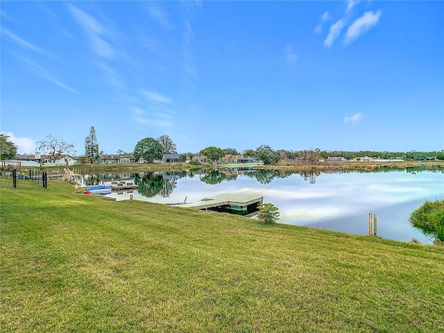 view of water feature featuring a dock