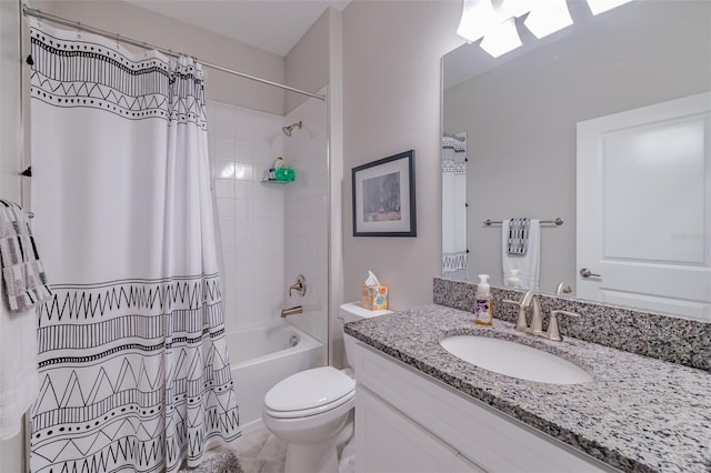 full bathroom featuring vanity, toilet, and shower / bath combo