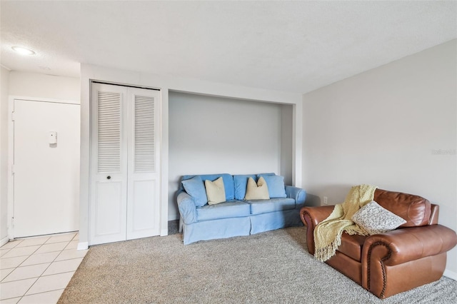 living room featuring light tile patterned floors