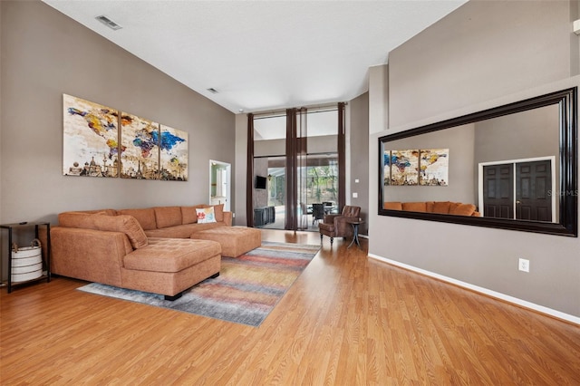 living room with light wood-type flooring