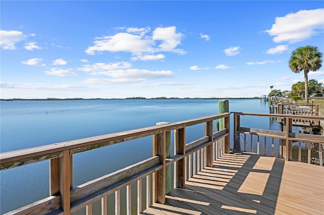 dock area featuring a water view