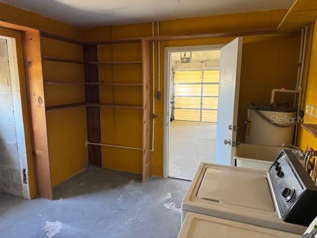 laundry room with washer / dryer and water heater