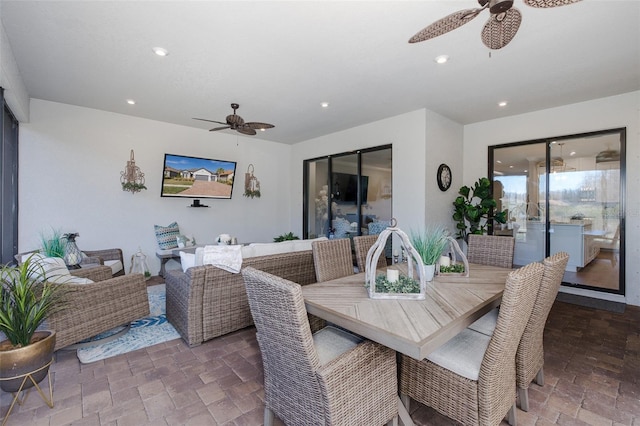 dining area with ceiling fan