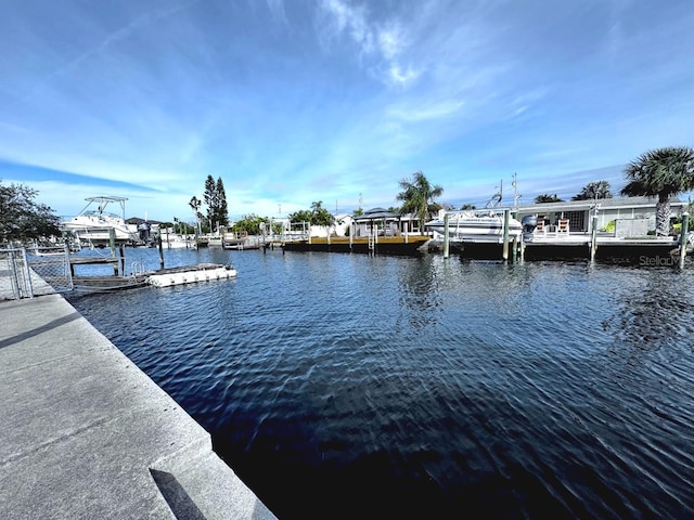 view of dock featuring a water view