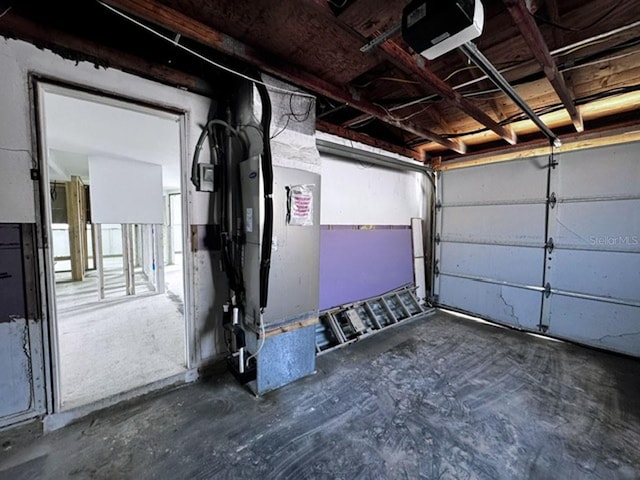 garage with a garage door opener