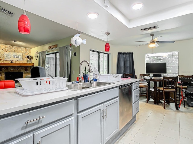 12529 Shadow Ridge Blvd, Hudson, FL 34669 - kitchen with stainless steel dishwasher, open floor plan, healthy amount of natural light, and recessed lighting