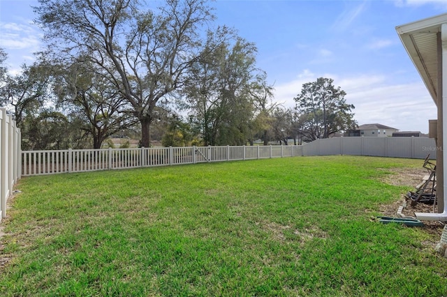 view of yard featuring a fenced backyard