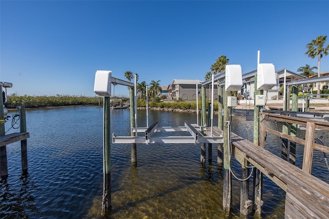 view of dock featuring a water view