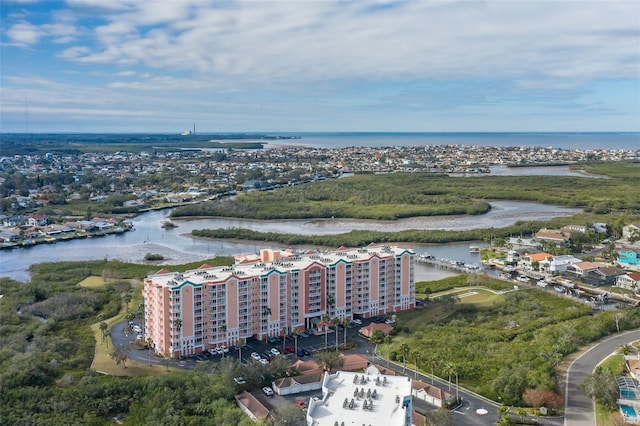 bird's eye view featuring a water view