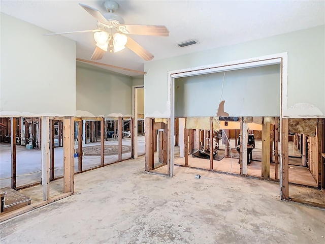 misc room with ceiling fan