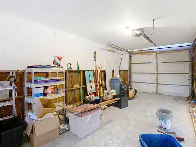 garage with a garage door opener