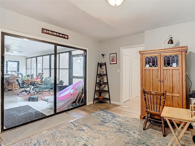 interior space with light hardwood / wood-style floors