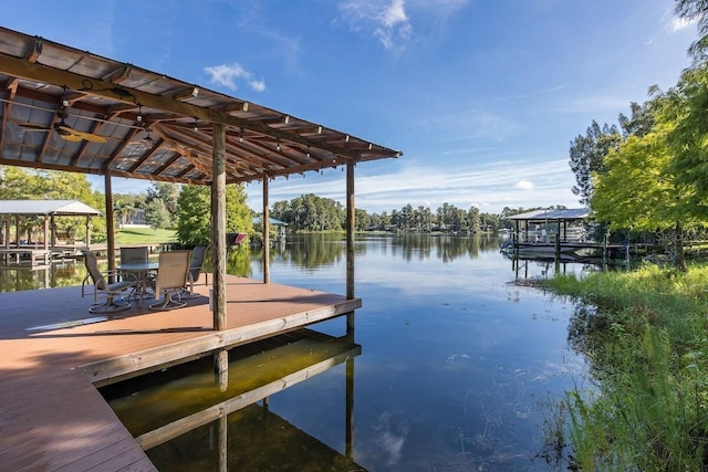 dock area featuring a water view