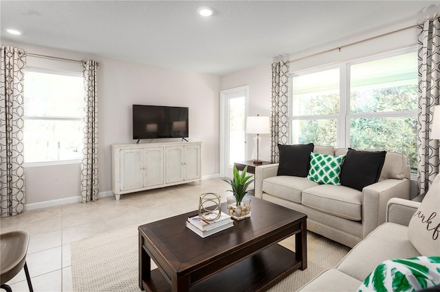 view of tiled living room