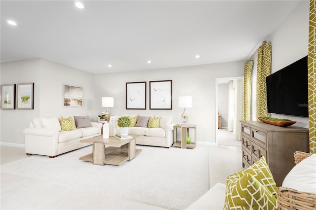 view of tiled living room