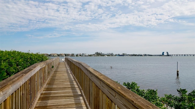 view of dock featuring a water view