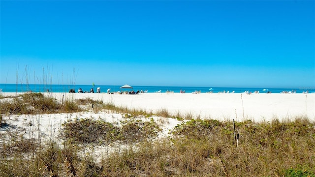 property view of water featuring a view of the beach