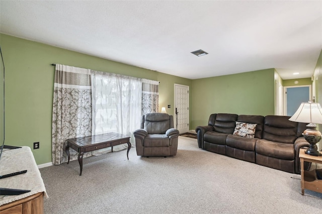 living room featuring carpet flooring