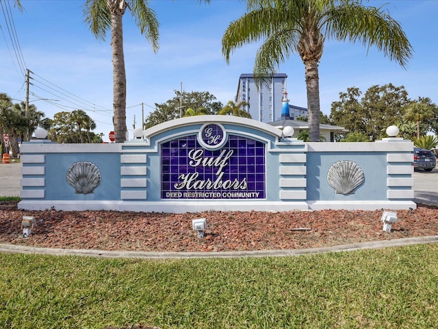 view of community sign