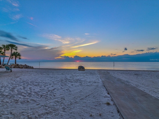 property view of water with a beach view