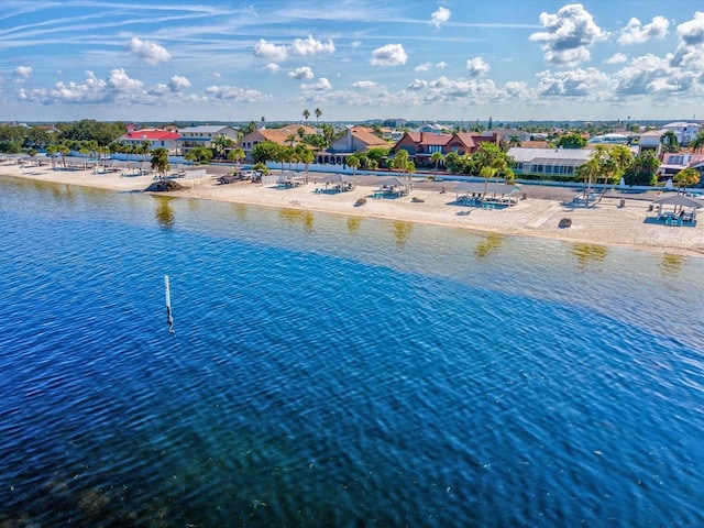 view of water feature with a beach view