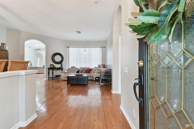 foyer entrance featuring hardwood / wood-style floors