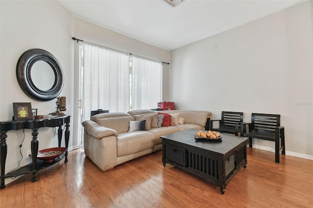 living room with wood-type flooring