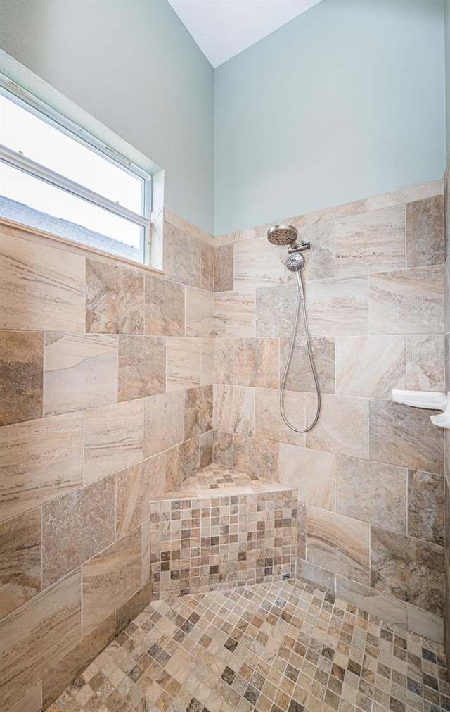 room details with a tile shower