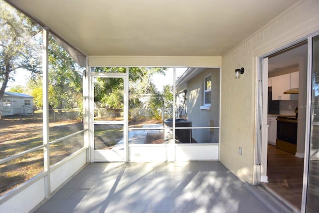 view of unfurnished sunroom