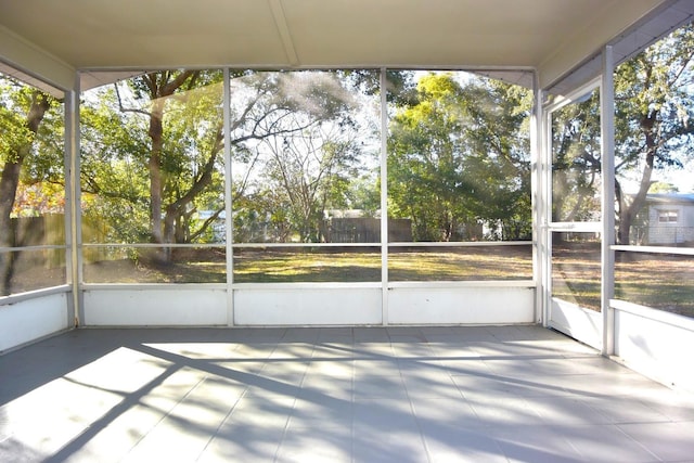 view of unfurnished sunroom